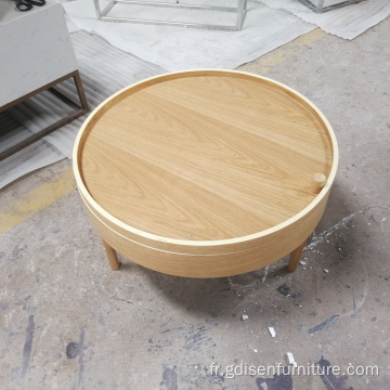 Design simple salon meublewoodenrotatingCoffetable